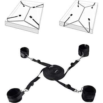 King Bed Sex Straps for Bed Restraints Bondag Sex Play BDSM Restraining Fetish Sweater Game Tie up Handcuffs Mattress Toys Adults Kit Couples Women Sex Furniture for Bedroom Sex Toys.E0222