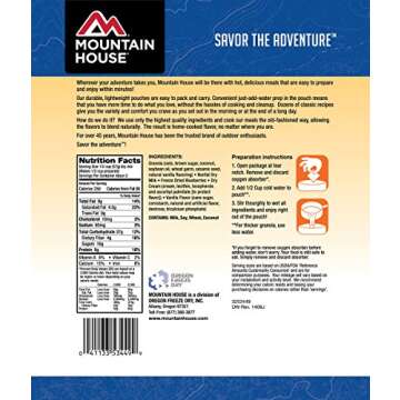 Mountain House Granola with Milk and Blueberries