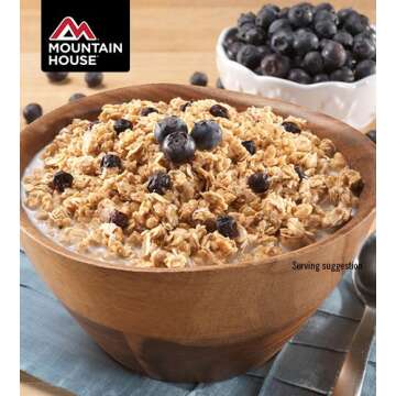 Mountain House Granola with Milk and Blueberries