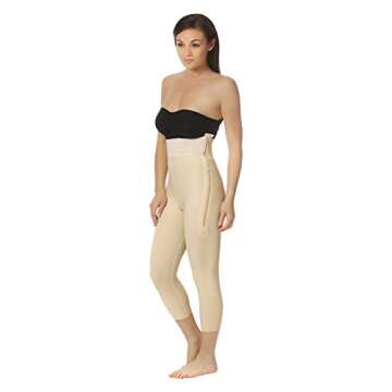 MARENA High-Waisted Stage 1 Compression Girdle with Mid-Calf Length Legs for Post-Liposuction Recove...