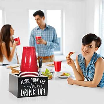 Kitticcino Wooden Party Cup Dispenser With Caddy & Cup Holder for Modern Farmhouse Home Decor - Holiday & Christmas Party Supplies