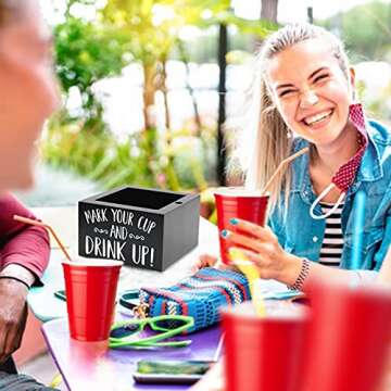 Kitticcino Wooden Party Cup Dispenser With Caddy & Cup Holder for Modern Farmhouse Home Decor - Holiday & Christmas Party Supplies