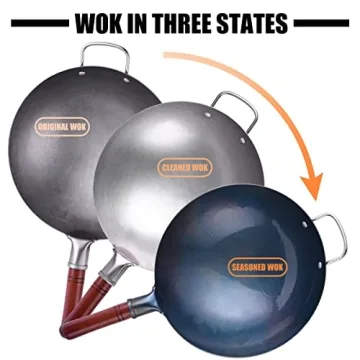 Teewe Hand Hammered Carbon Steel Wok Set with Accessories