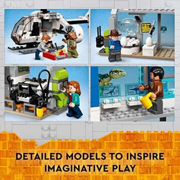 LEGO Jurassic World Giganotosaurus & Therizinosaurus Attack 76949 with 2 Dinosaur Toy Figures, ATV Car, Helicopter & Garage, Gifts for Kids, Boys and Girls