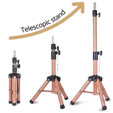 Smilco Wig Stand Tripod Mannequin Head Stand, Adjustable Heavy Duty Wig Head Stand for Cosmetology H...