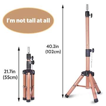 Smilco Wig Stand Tripod Mannequin Head Stand, Adjustable Heavy Duty Wig Head Stand for Cosmetology Hairdressing Training(40 Inches)