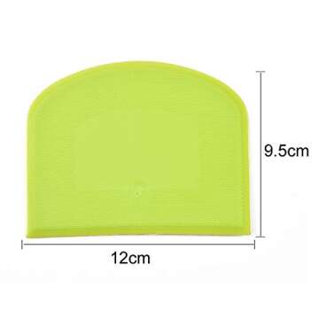 lasenersm 2 Pieces Dough Scraper Bowl Food-safe Plastic Dough Cutter Flexible Bench Multipurpose Food Scrappers for Bread Dough Cake Fondant Icing, White, Green