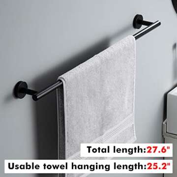 KES 25.2 Inches Black Towel Bar for Bathroom Upgrade