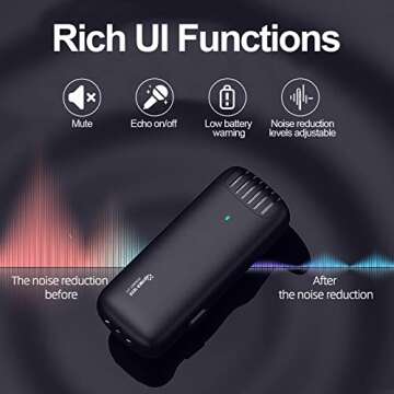 Hayner-Seek Pocket J11 Wireless Lavalier Microphone, Plug & Play, Noise Reduction, ECHO, MUTE, 60m Transmission, 2.4GHz Auto-Sync Mic for iPhone, YouTube Live Stream, Video Recording, Vloggers