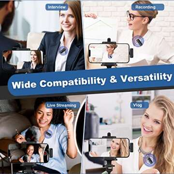 Hayner-Seek Pocket J11 Wireless Lavalier Microphone, Plug & Play, Noise Reduction, ECHO, MUTE, 60m Transmission, 2.4GHz Auto-Sync Mic for iPhone, YouTube Live Stream, Video Recording, Vloggers