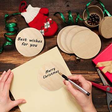 Boao 24 Pieces Unfinished Wood Circle Round Wood Pieces Blank Round Ornaments Wooden Cutouts for DIY Craft Project Decoration Laser Engraving Carving 4 Inch Diameter 1/8 Inch Thickness