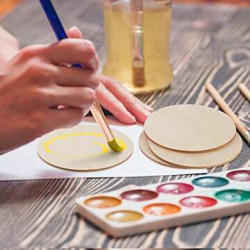 Boao 24 Pieces Unfinished Wood Circle Round Wood Pieces Blank Round Ornaments Wooden Cutouts for DIY Craft Project Decoration Laser Engraving Carving 4 Inch Diameter 1/8 Inch Thickness