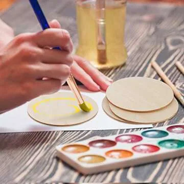 Boao 24 Pieces Unfinished Wood Circle Round Wood Pieces Blank Round Ornaments Wooden Cutouts for DIY Craft Project Decoration Laser Engraving Carving 4 Inch Diameter 1/8 Inch Thickness