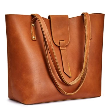 S-ZONE Genuine Leather Tote Bag for Women with Purse Organizer Large Shoulder Handbags Work