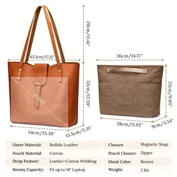 Stylish S-ZONE Leather Tote Bag for Daily Use and Work