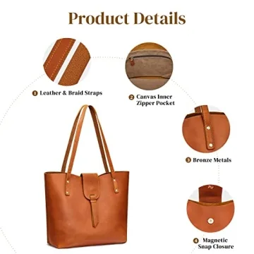 Stylish S-ZONE Leather Tote Bag for Daily Use and Work