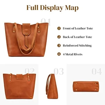 Stylish S-ZONE Leather Tote Bag for Daily Use and Work