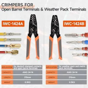 iCrimp Closed Barrel Crimp Tool, Weather Pack Crimpers, Deutsh Connector Kit for Deutsh DT Connectors and Stamped Contacts, Removal Tool Set- 12-pcs included