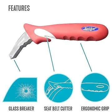 Stander HandyBar, Portable Vehicle Support Handle with Window Breaker and Seat Belt Cutter for Adults, Seniors, and Elderly, Car Door Assist Handle with Non-Slip Grip and Emergency Safety Tools