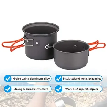 Odoland Camping Cookware Set for Hiking and Backpacking
