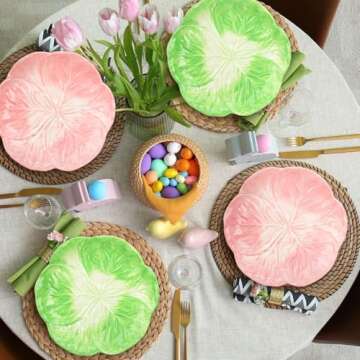 Jinei 4 Pcs Bunny Ceramic Easter Dinner Plates