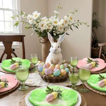 Jinei 4 Pcs Bunny Ceramic Easter Dinner Plates