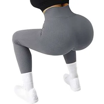 Ribbed Seamless Leggings for Women - High Waisted Comfort