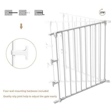 Bonnlo 120-Inch Metal Baby Safety Gate for Toddlers