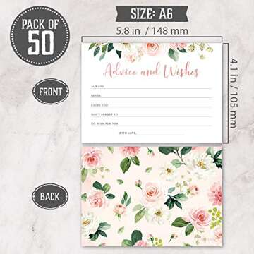 50 Floral Double-Sided Advice and Wishes Cards for Celebrations