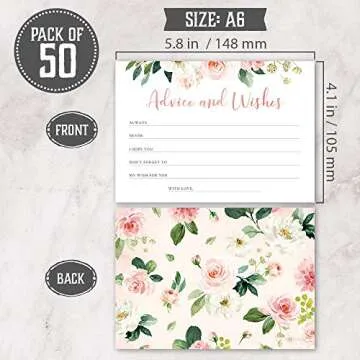 50 Floral Double-Sided Advice and Wishes Cards for Celebrations