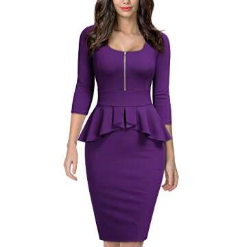 Miusol Women's Retro Square Neck Ruffle Style Slim Business Pencil Dress - Elegant Look in Any Occas...