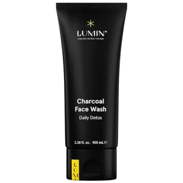 Lumin Charcoal Face Wash for Men Skincare - Daily Detox, Hydrating Cleanser, Removes Impurities, Exf...