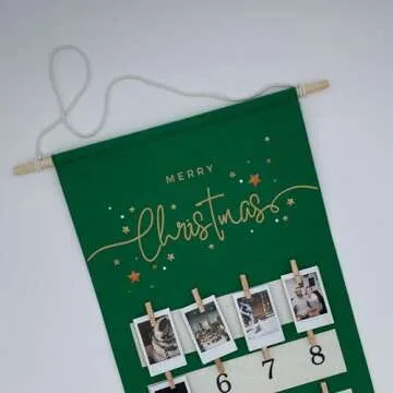 Generic Advent Calendar Photo Board for Pictures - Christmas Countdown Polaroid Hanging Display - Reusable Photo Collage Board - Festive Decoration with Sturdy Clips - Reduces Gift Waste