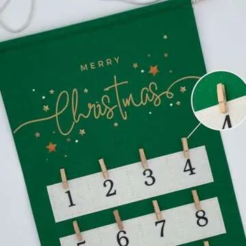 Generic Advent Calendar Photo Board for Pictures - Christmas Countdown Polaroid Hanging Display - Reusable Photo Collage Board - Festive Decoration with Sturdy Clips - Reduces Gift Waste