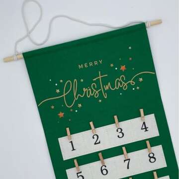 Generic Advent Calendar Photo Board for Pictures - Christmas Countdown Polaroid Hanging Display - Reusable Photo Collage Board - Festive Decoration with Sturdy Clips - Reduces Gift Waste