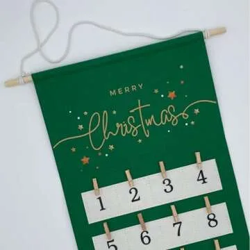 Generic Advent Calendar Photo Board for Pictures - Christmas Countdown Polaroid Hanging Display - Reusable Photo Collage Board - Festive Decoration with Sturdy Clips - Reduces Gift Waste