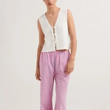 Stylish LouVasabuce Women V-Neck Crop Top for Summer