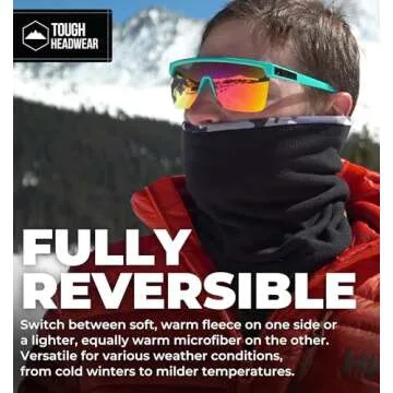 Tough Headwear Winter Neck Gaiters For Men & Women, Fleece Neck Gaiter, Fleece Neck Warmer, Ski Gaiter - Reversible