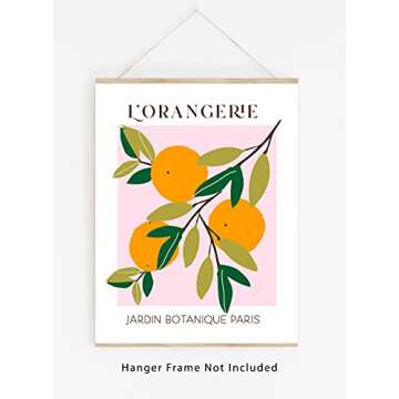 Abstract Fruit No.10 Oranges Exhibition Wall Art Print. 11x14 UNFRAMED Modern Kitchen Wall Decor. Shades of Orange, Green, Pink on White.