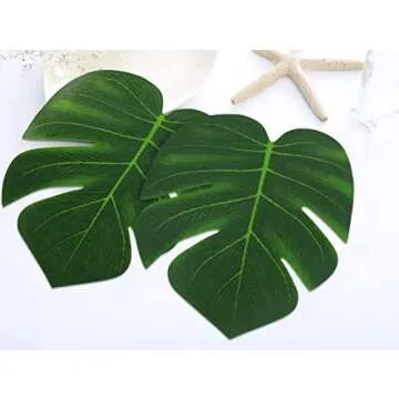 Moon Boat 120PCS Tropical Palm Leaves Plant Imitation Leaf-Hawaiian/Luau/Jungle Party Table Decorations