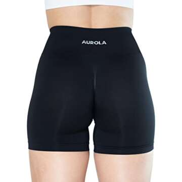 AUROLA Dream Collection Women Workout Shorts High Waist Gym Shorts, Scrunch Butt Seamless Athletic Shorts,Dark Black,XS
