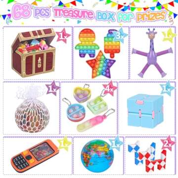 KUBUSFLY Fidget Toys, 68 Pack Party Favors for Kids, Treasure Box Toys for Classroom Prizes, Sensory...