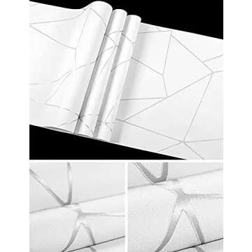 Prior.choice 9.5X0.53M Modern Geometry Triangle Gloss 4 Colors Embossed Textured Non-Woven Wallpaper Roll for Bedroom Livingroom 1.73' W x 31.2' L=5.035㎡ (54sq.ft) (Cream White)