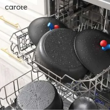 CAROTE 24pcs Nonstick Cookware Set - Space Saving & Stylish