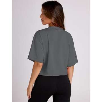 Women's Oversized Crop Tops Short Sleeve Tshirts Boxy T-Shirts Workout Tops Tees Summer Tops for Women 2024