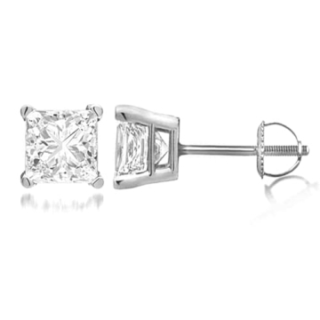 Beyond Brilliance 14K White Gold Princess Diamond Accent Earrings - Gift Box Included