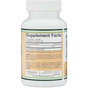 Double Wood Supplements Luteolin Supplement 100mg Servings of Bioactive Flavanoids (120 Capsules, Gluten Free) Potent Polyphenols Flavonoid for Brain and Cardiovascular Support