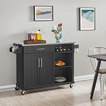 Stylish Yaheetech Kitchen Cart with Storage Solutions