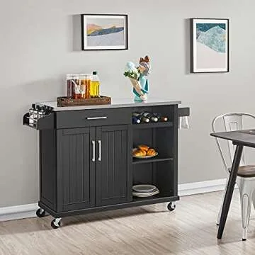 Stylish Yaheetech Kitchen Cart with Storage Solutions