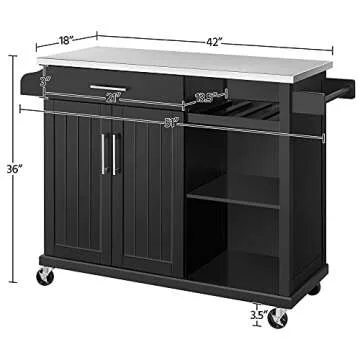 Stylish Yaheetech Kitchen Cart with Storage Solutions